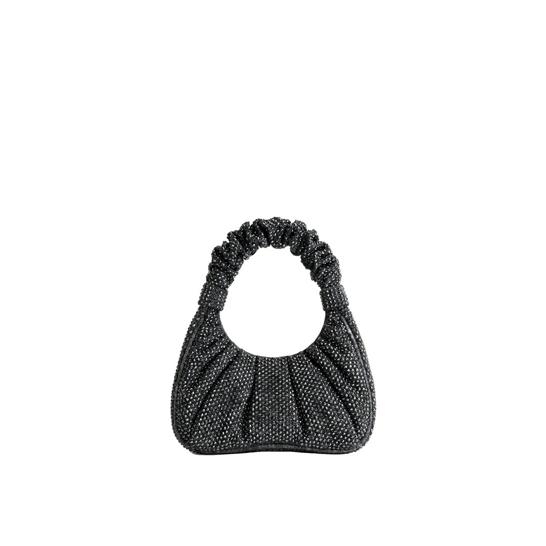 JW PEI Gabbi Artificial Crystal Medium Ruched Hobo Handbag - Anthracite by JW PEI