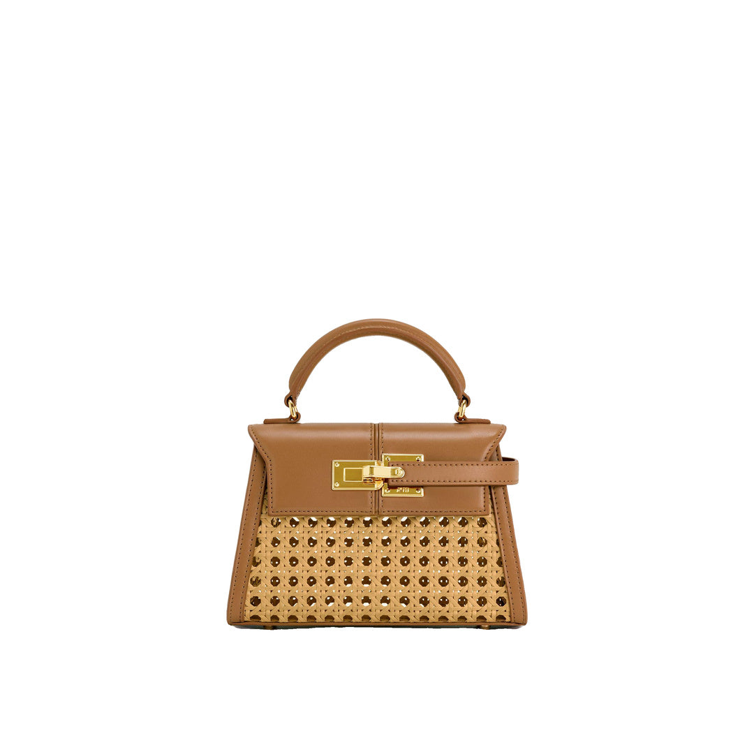 JW PEI Elise Faux Bamboo Woven Top Handle Bag - Brown by JW PEI