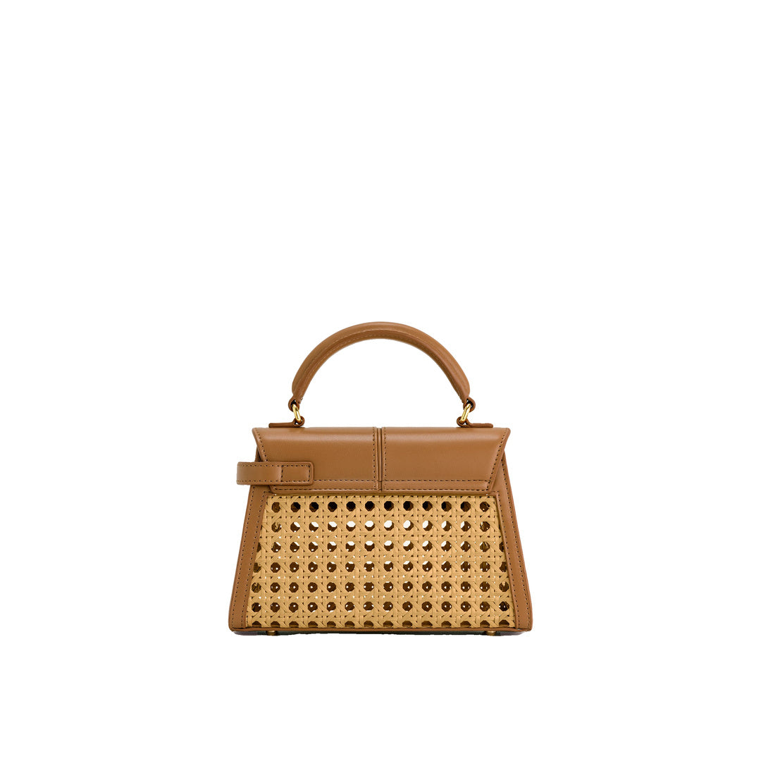 JW PEI Elise Faux Bamboo Woven Top Handle Bag - Brown by JW PEI