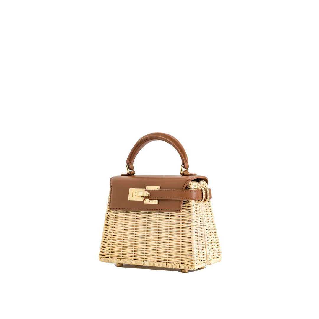 JW PEI Elise Natural Rattan Weaving  Handbag - Brown Rattan by JW PEI