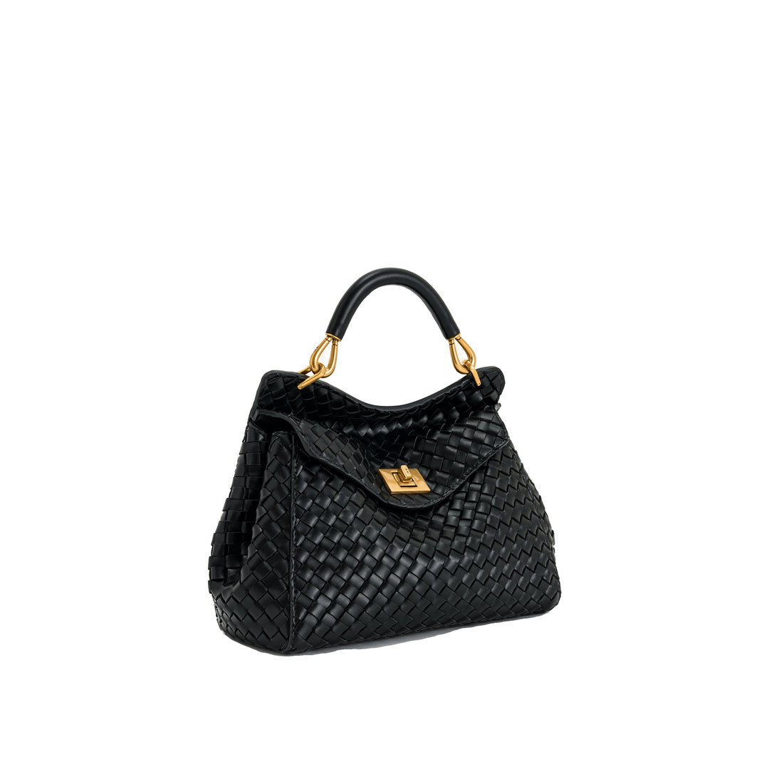 JW PEI Lucia Classic Top Handle Woven Bag - Black by JW PEI