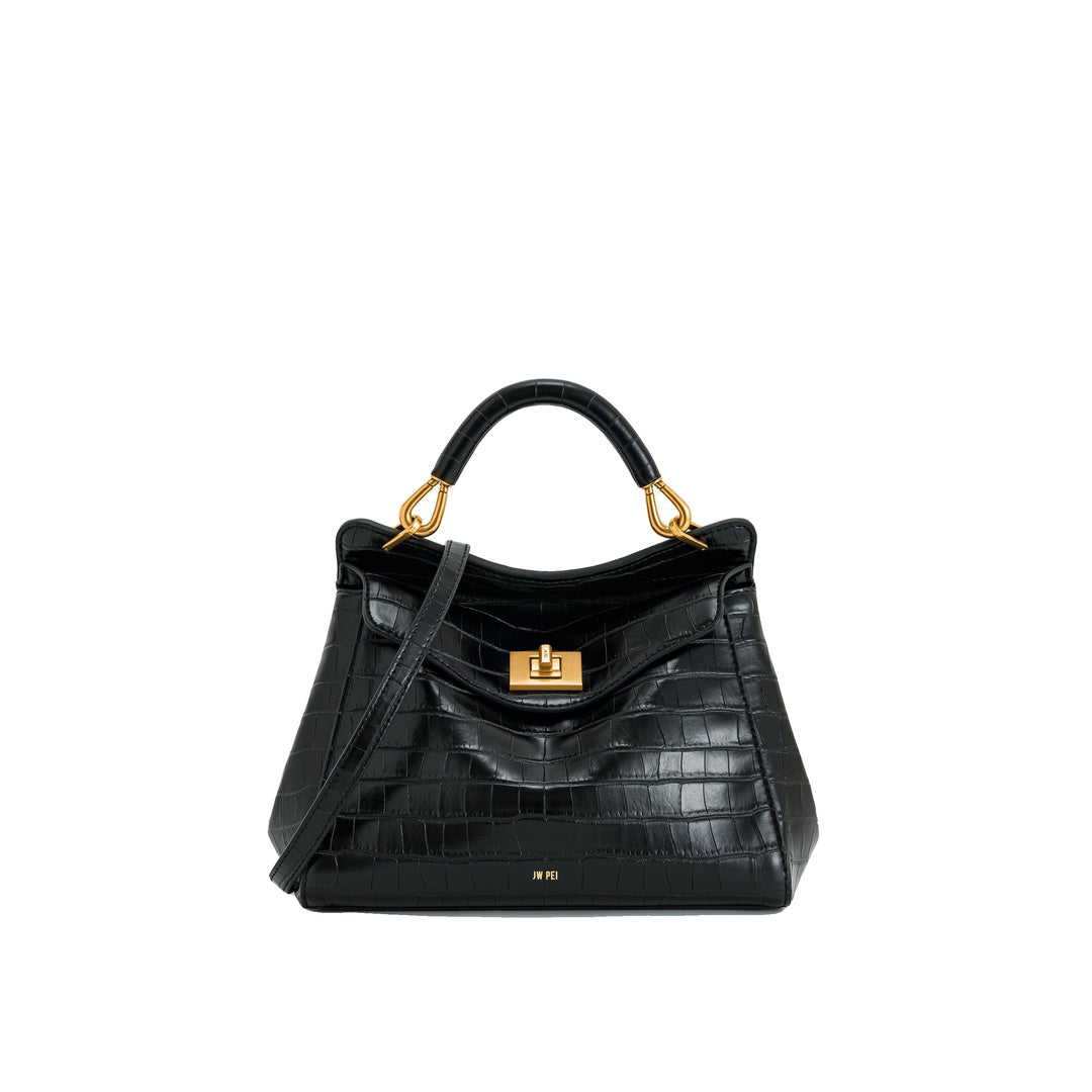 JW PEI Lucia Classic Top Handbag - Black Croc by JW PEI