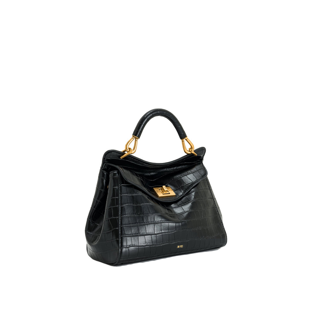 JW PEI Lucia Classic Top Handbag - Black Croc by JW PEI