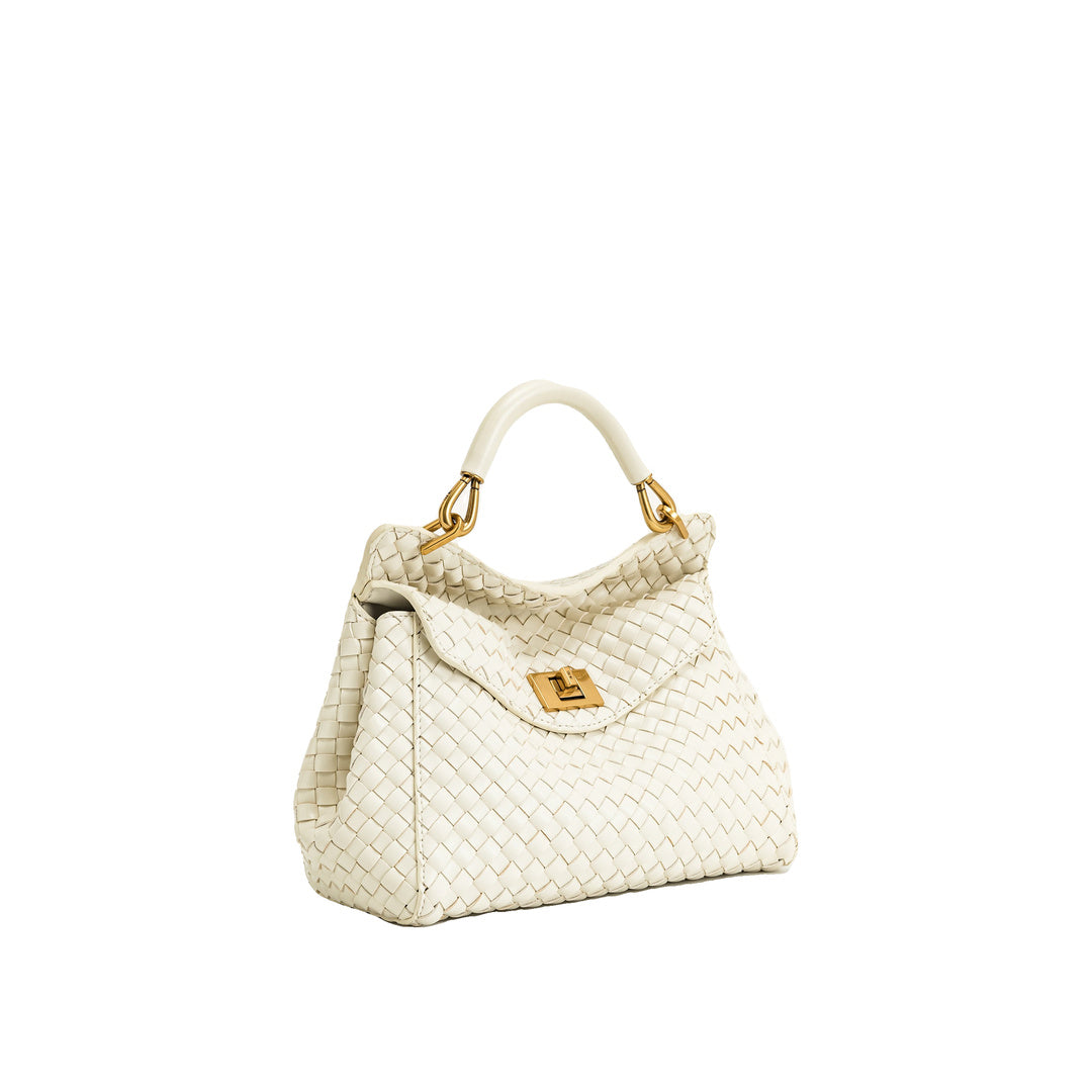JW PEI Lucia Classic Top Handle Woven Bag - White by JW PEI