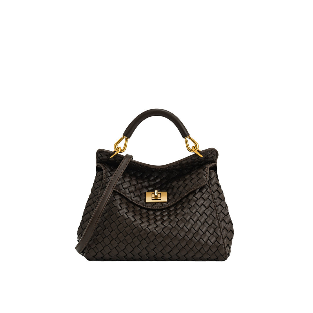 JW PEI Lucia Classic Top Handle Woven Bag - Dark Brown by JW PEI