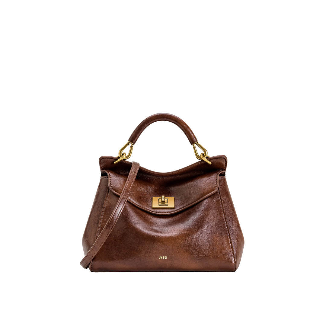 JW PEI Lucia Classic Top Handle Bag - Coffee Brown by JW PEI