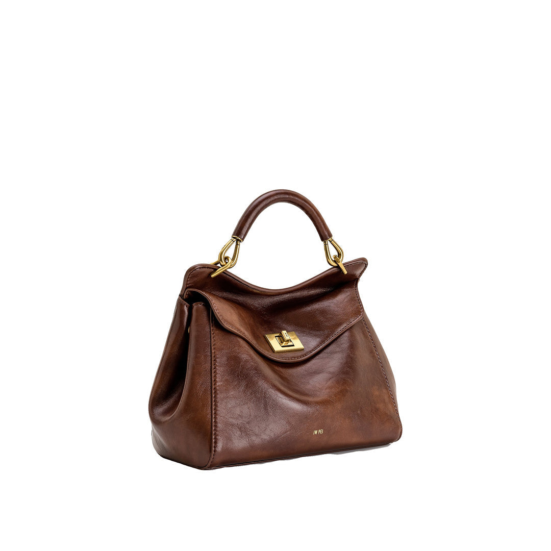 JW PEI Lucia Classic Top Handle Bag - Coffee Brown by JW PEI