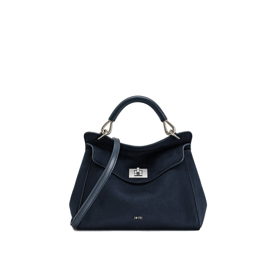 JW PEI Lucia Classic Faux Suede Top Handle Bag - Navy Blue by JW PEI