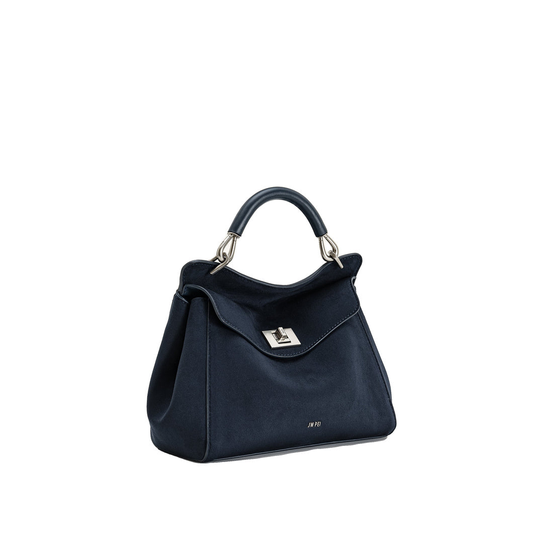 JW PEI Lucia Classic Faux Suede Top Handle Bag - Navy Blue by JW PEI