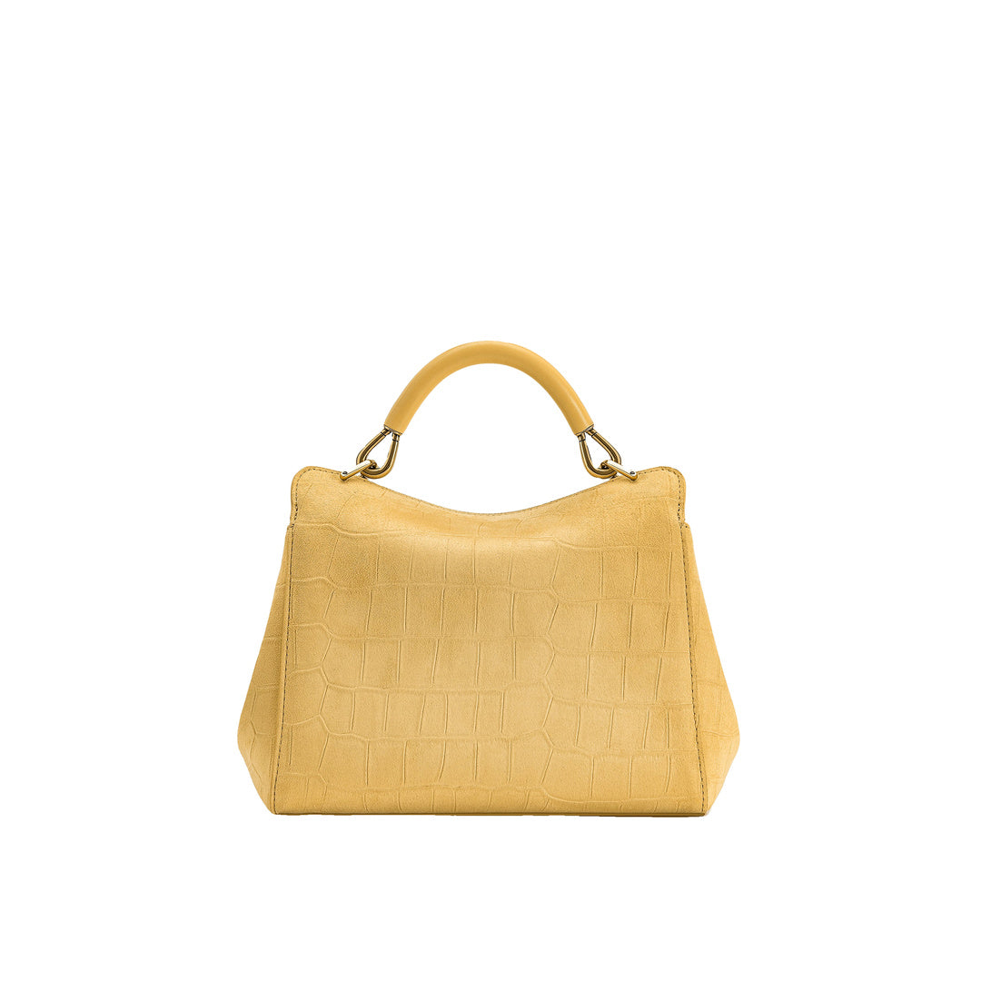JW PEI Lucia Classic Croc-Embossed Faux Suede Top Handle Bag - Yellow by JW PEI
