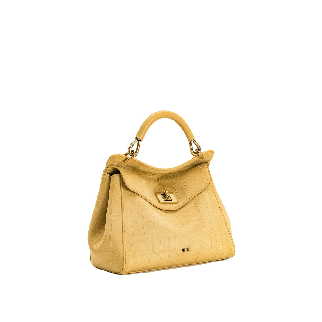 JW PEI Lucia Classic Croc-Embossed Faux Suede Top Handle Bag - Yellow by JW PEI