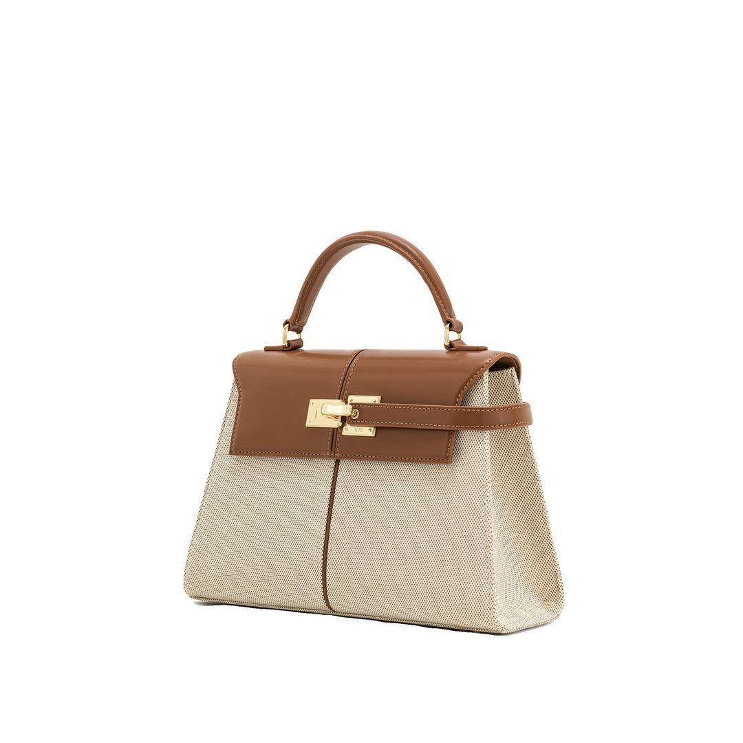 JW PEI Elise Large Top Handle Bag - Brown Canvas by JW PEI