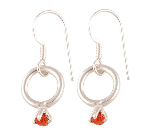 925 Sterling Silver Orange Cubic Zirconia Earrings - R3500109-10