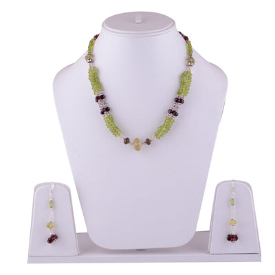 925 Sterling Silver Peridot, Garnet, Lemon Topaz, Smoky Topaz Jewellery Set - R5000115-8