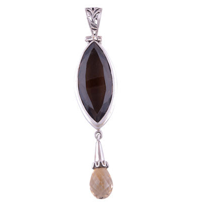 Smoky Topaz, Citrine 925 Sterling Silver Pendant - R300296-11