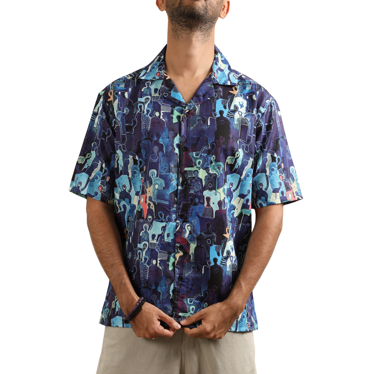 BLUE SPECTRUM CUBAN COLLAR SHIRT by GREY AREA