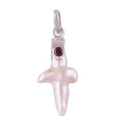 Garnet, Shell 925 Sterling Silver Pendant - R100610-14