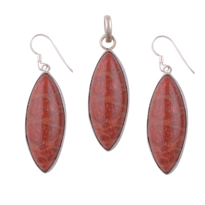 925 Sterling Silver Sponge Coral Pendant Sets - R3600218-13