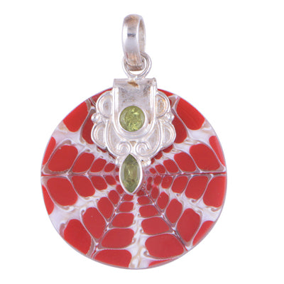 Peridot, Shell 925 Sterling Silver Pendant - R100899-14
