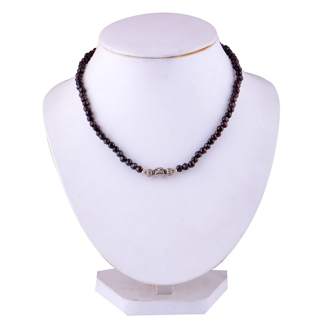 925 Sterling Silver Garnet Plain Gemstone Strings Necklace - R5900032-43