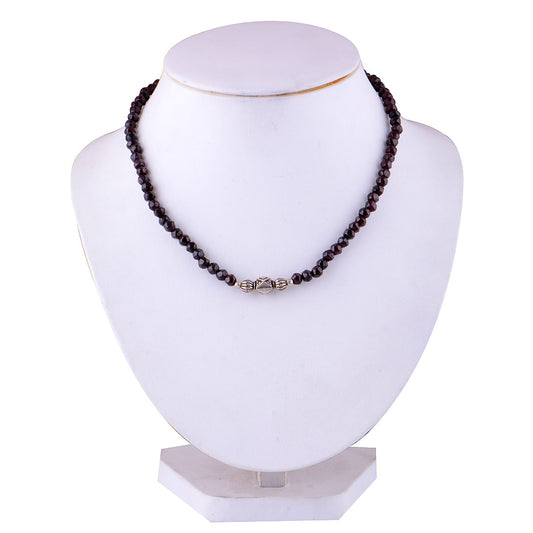 925 Sterling Silver Garnet Plain Gemstone Strings Necklace - R5900032-43