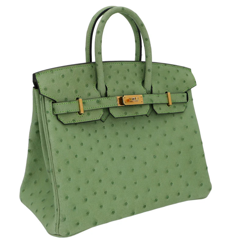 Hermès Birkin 25 – Vert Criquet Ostrich with Gold Hardware - Zeuskicks