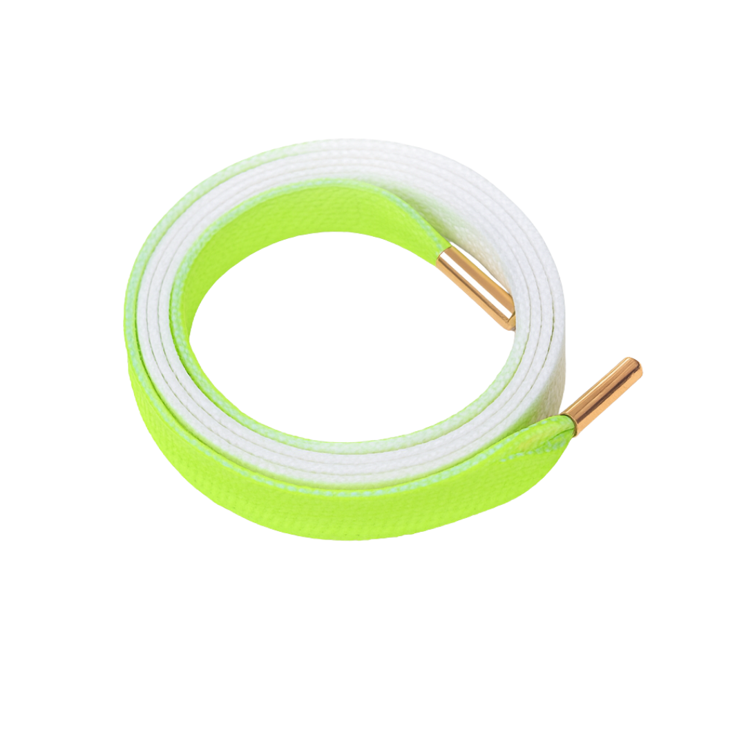 Electric Lime Fade Gradient Shoelaces | Neon Green - White | Premium Gradient Flat Sneaker Laces by KNOTTY by KNOTTY