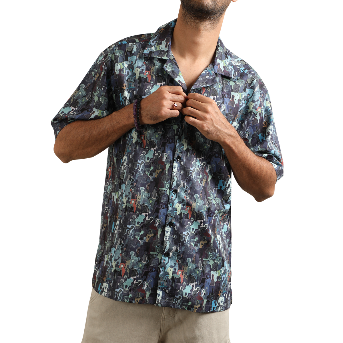 MIDNIGHT MOSAIC CUBAN COLLAR SHIRT by GREY AREA