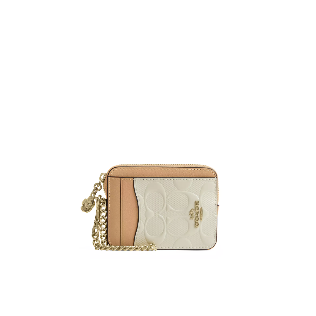 Coach Zip Card Case In Signature Leather With Charm by COACH
