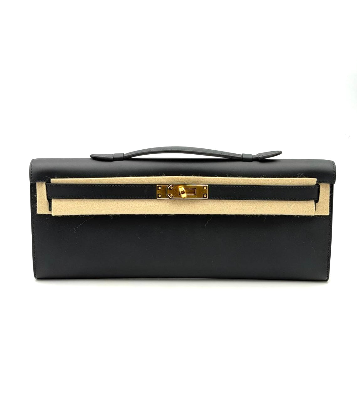 Hermès Kelly Cut Clutch in Black Swift Leather with Palladium Hardware