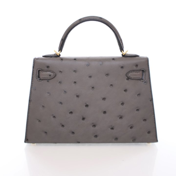 Hermès Mini Kelly 20 – Graphite Ostrich Leather with Gold Hardware (2020 Y Stamp) - Zeuskicks