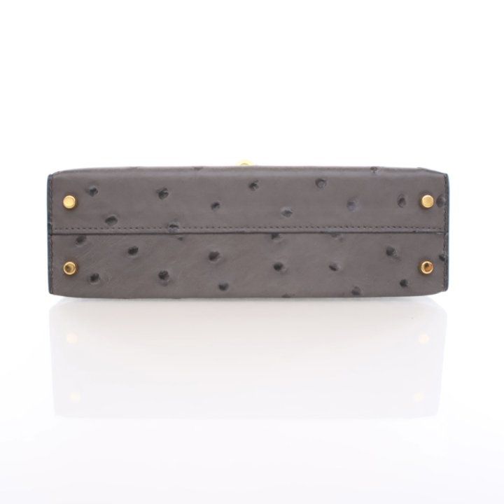 Hermès Mini Kelly 20 – Graphite Ostrich Leather with Gold Hardware (2020 Y Stamp) - Zeuskicks