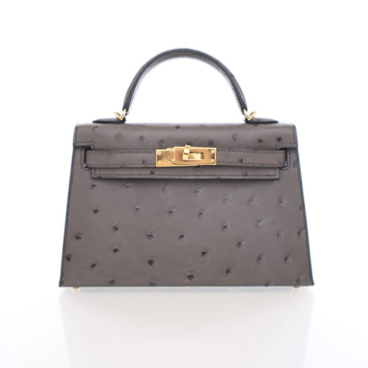 Hermès Mini Kelly 20 – Graphite Ostrich Leather with Gold Hardware (2020 Y Stamp) - Zeuskicks