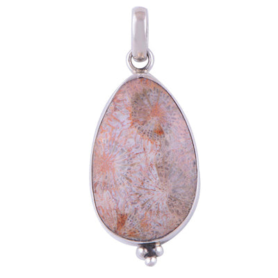 Fossil Coral 925 Sterling Silver Pendant - R101003-1