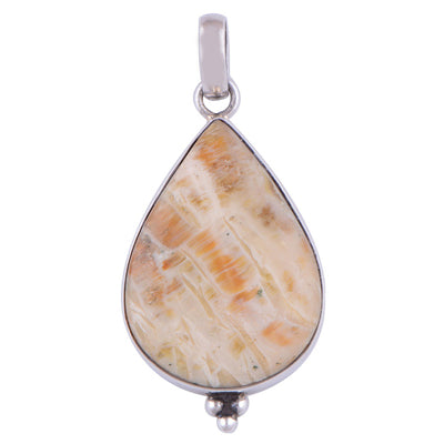 Crinoid Fossil 925 Sterling Silver Pendant - R101003-4