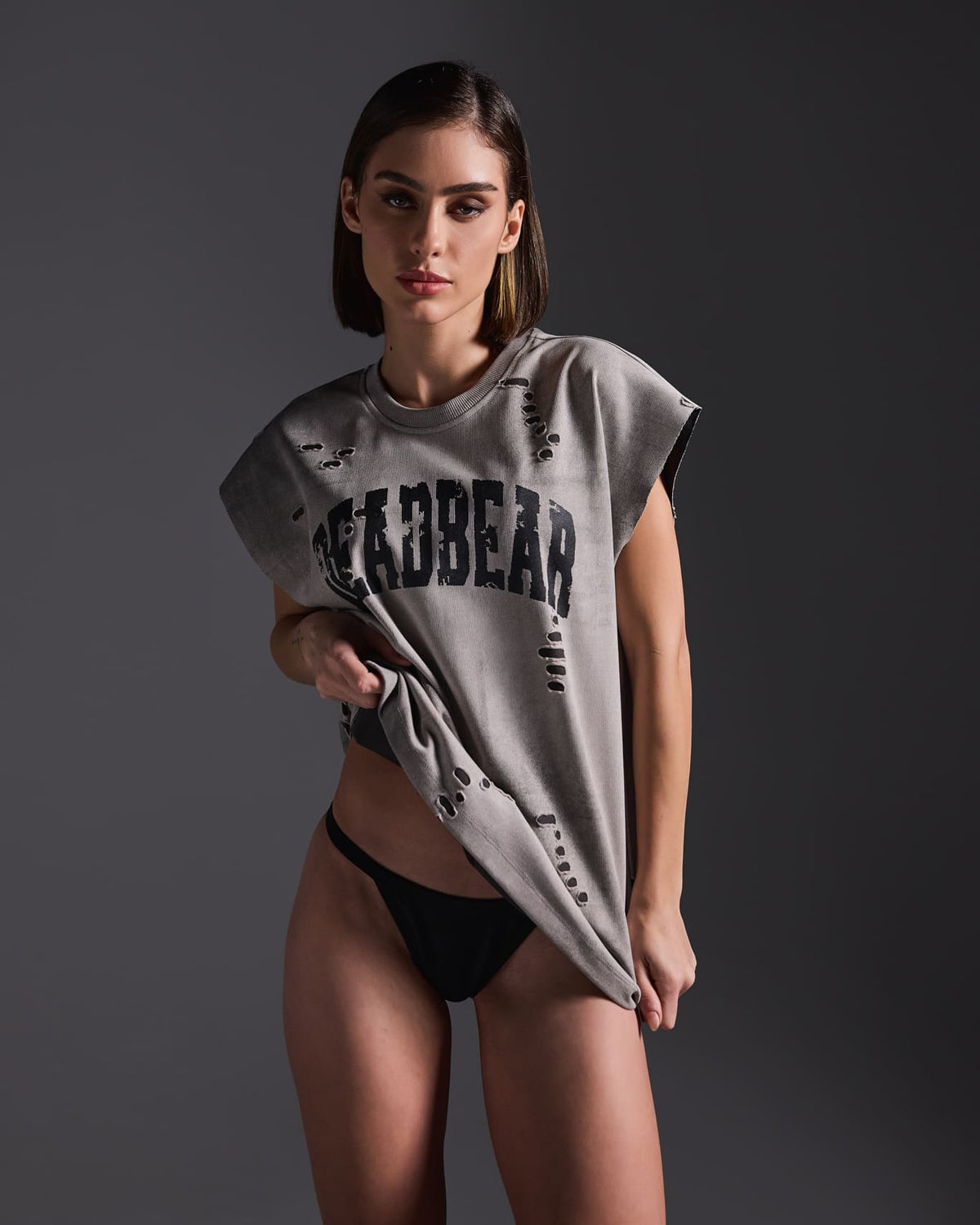 Distressed Washed Grey Tank by DEADBEAR
