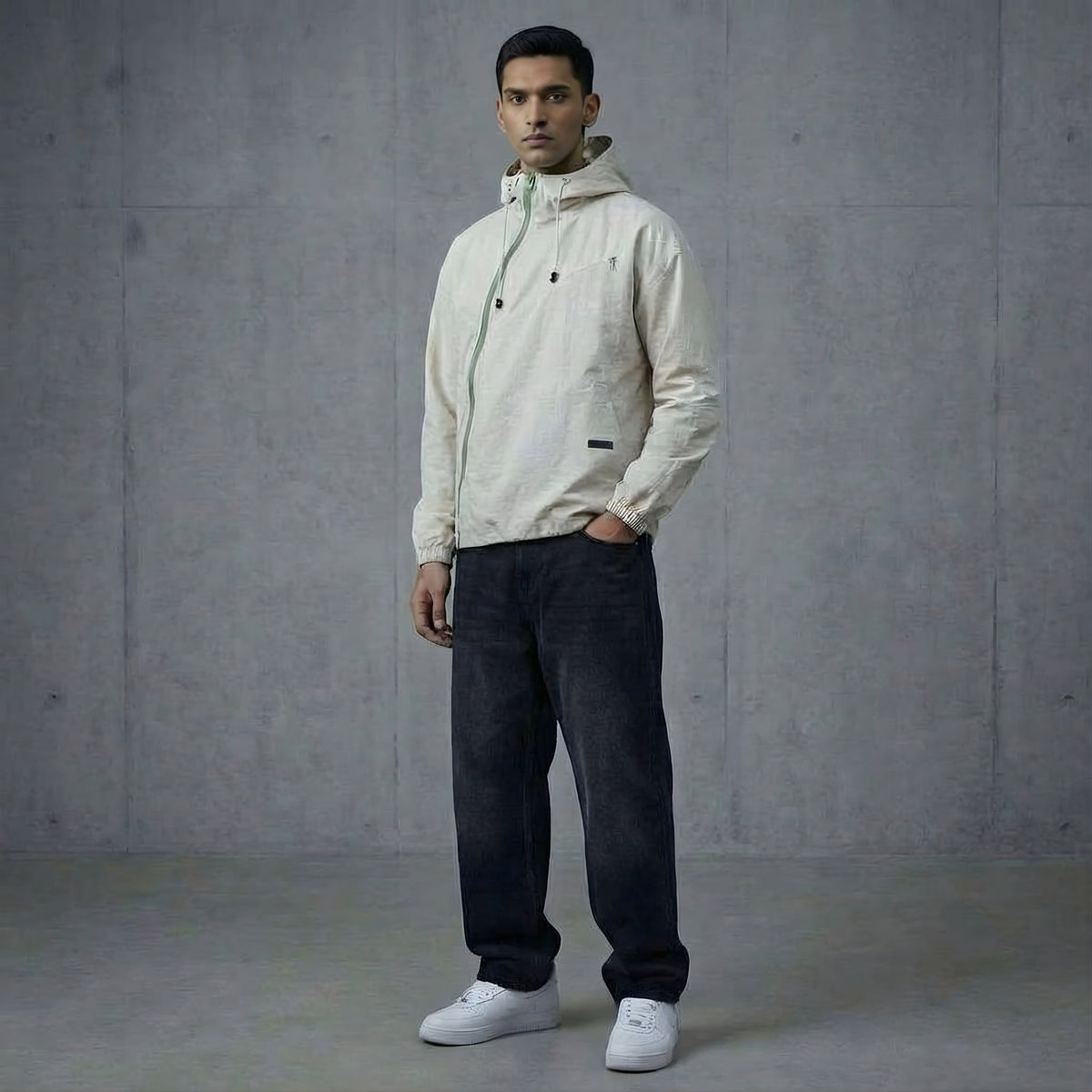 ASYMMETRIC SHELL JACKET- LIGHT GREY by GREY AREA