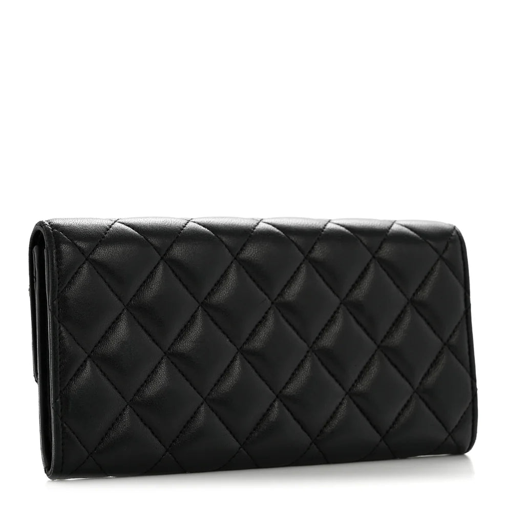 Chanel Lambskin Quilted Large Flap Wallet – Black