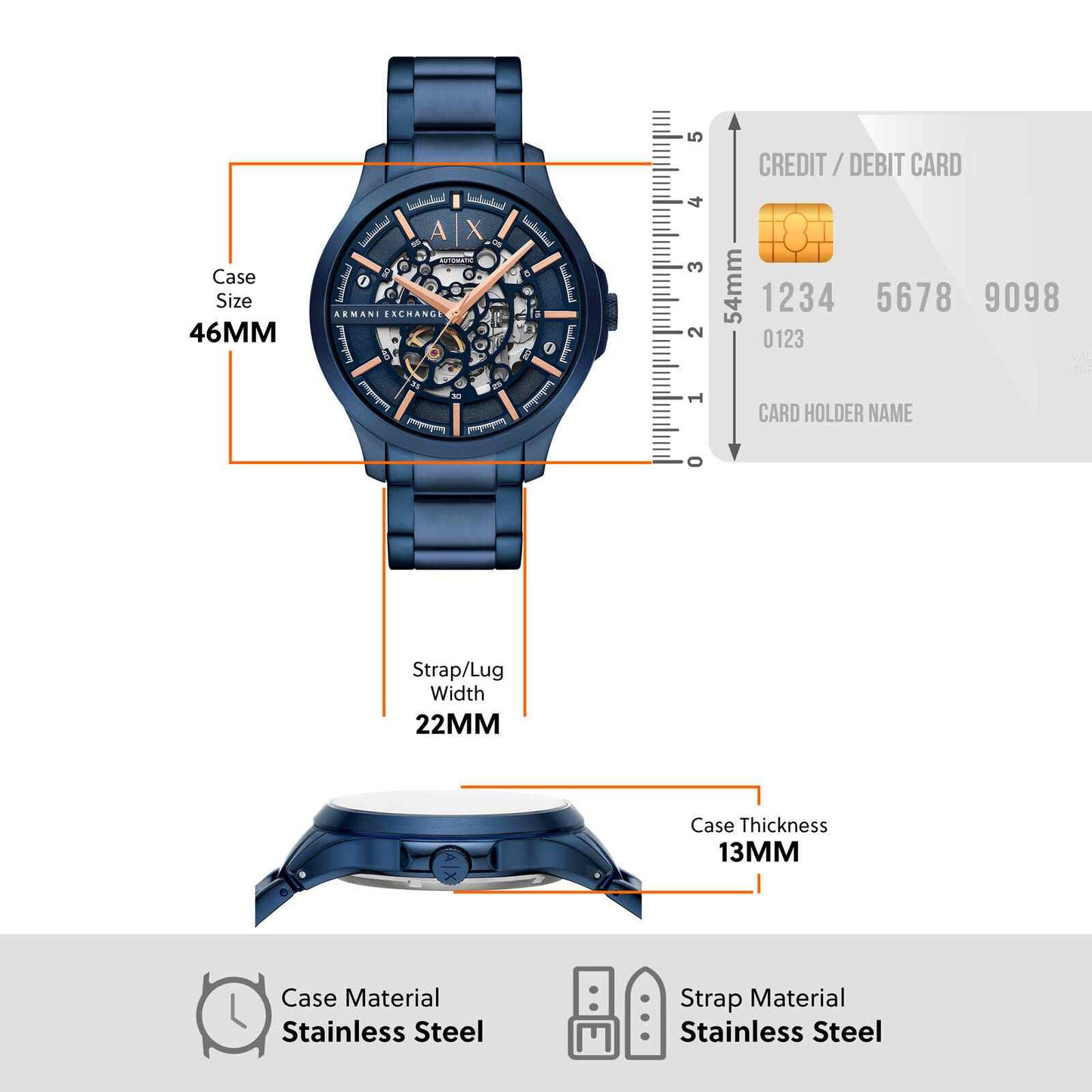 Armani Exchange AX2457I Men's analog watch with blue dial