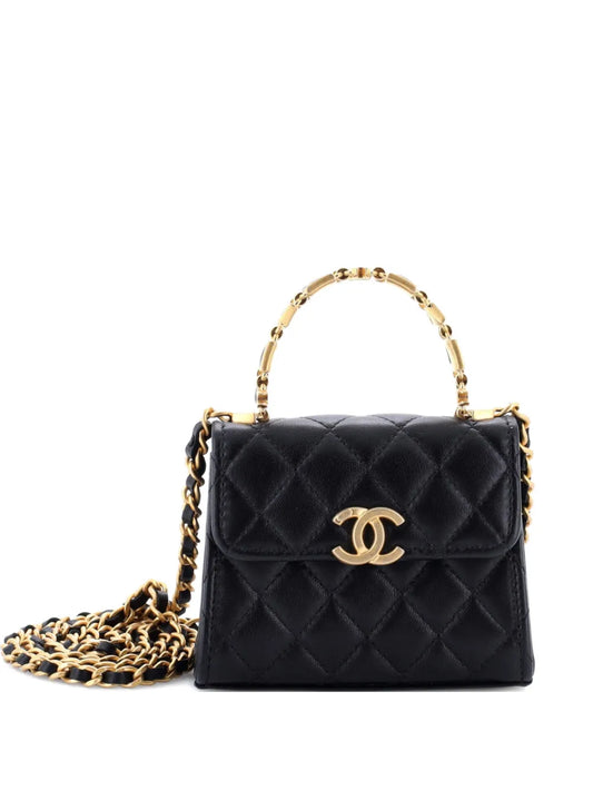Chanel Coco Enamel Top Handle Flap – Black Quilted Lambskin Small Satchel