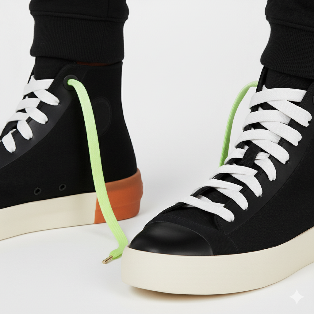 Electric Lime Fade Gradient Shoelaces | Neon Green - White | Premium Gradient Flat Sneaker Laces by KNOTTY by KNOTTY
