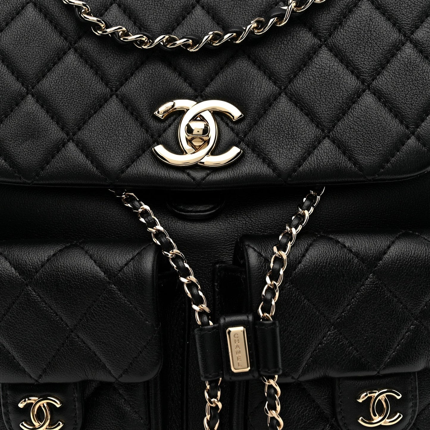 Chanel Calfskin Quilted Large Duma Drawstring Backpack – Black