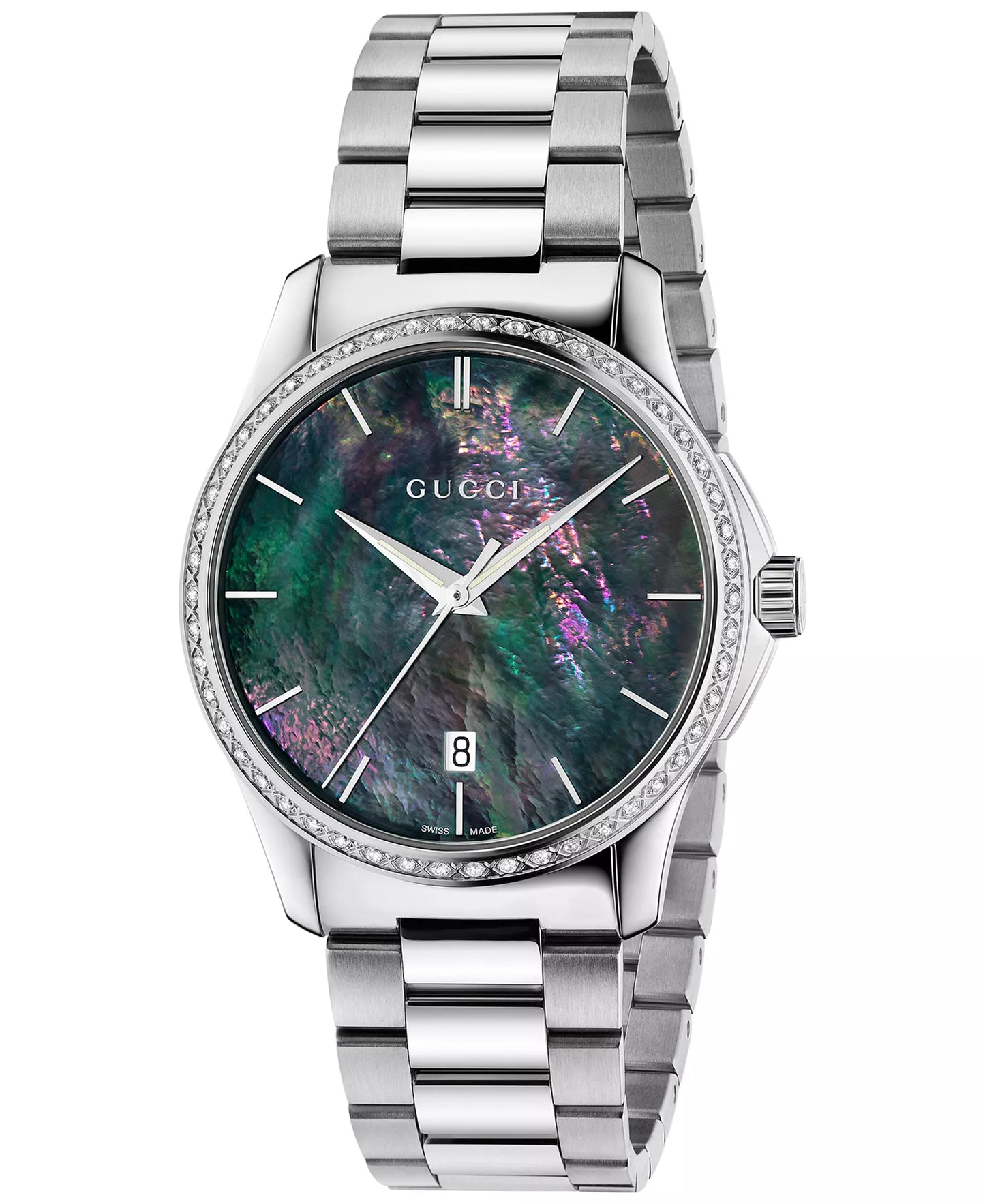 Women's Gucci G-Timeless YA126458 Black Mother-of-Pearl Diamond Watch