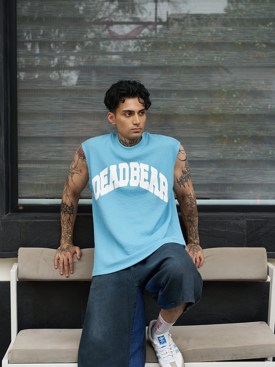 Waffle Tank Powder Blue by DEADBEAR