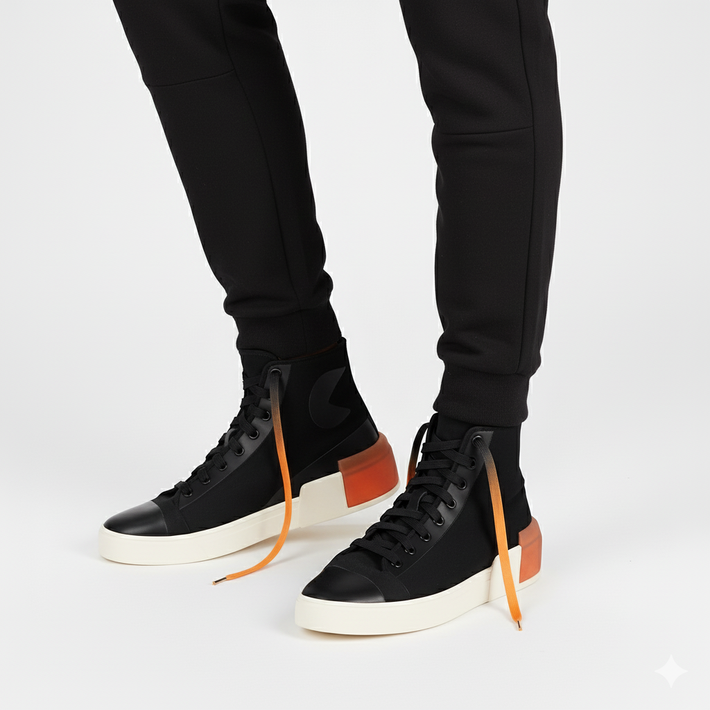 Firestarter Ombre Fade Gradient Shoelaces | Black-Orange | Premium Gradient Flat Sneaker Laces by KNOTTY by KNOTTY