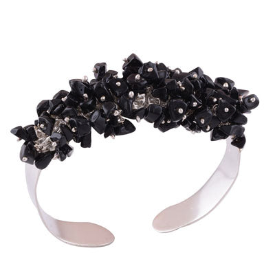 925 Sterling Silver Black Onyx Bangle - R2800036-10
