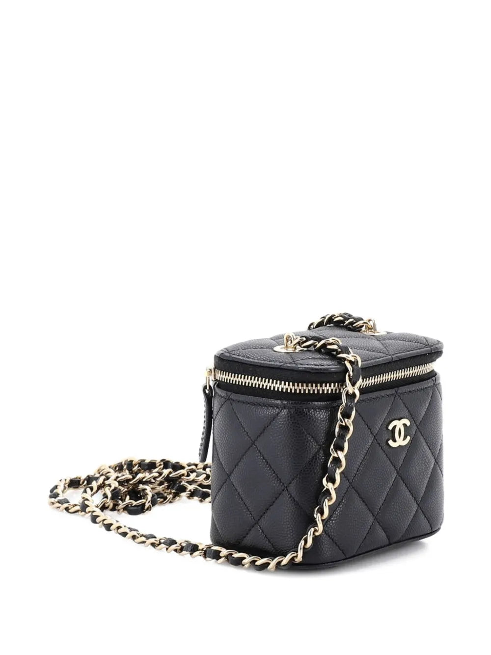 Chanel Classic Vanity Case with Chain Quilted Caviar Mini Pouch – Black