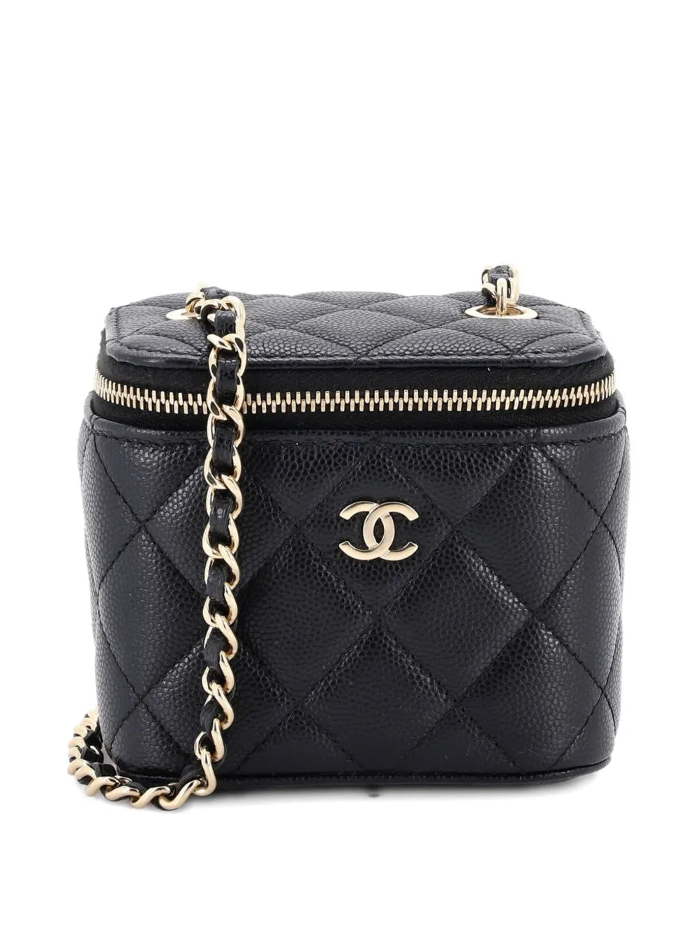 Chanel Classic Vanity Case with Chain Quilted Caviar Mini Pouch – Black