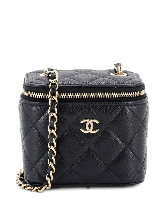 Chanel Classic Vanity Case with Chain Quilted Caviar Mini Pouch – Black - Zeuskicks