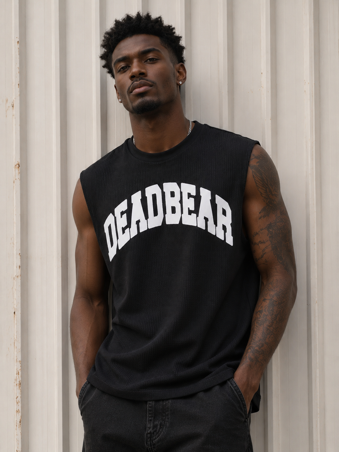 Waffle Tank Black by DEADBEAR